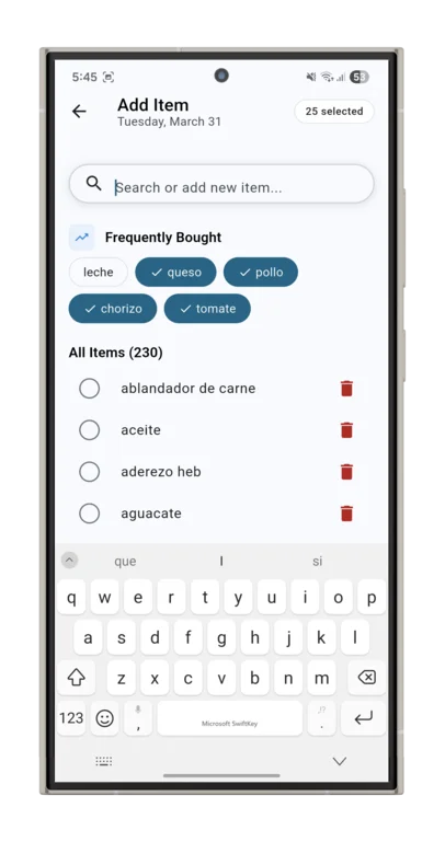 Adding an item with auto-filled last price
